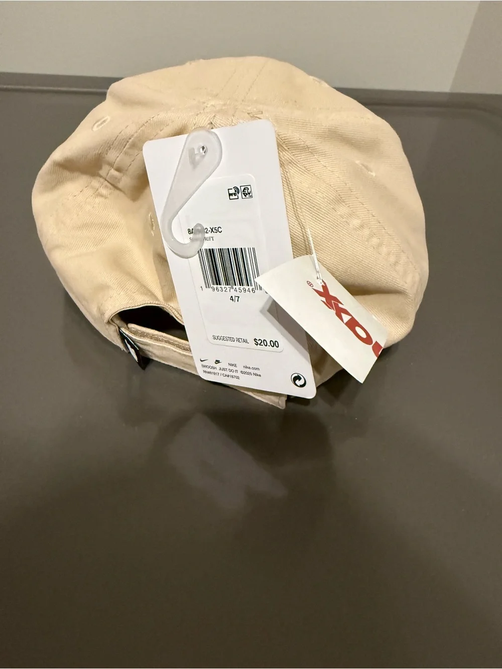 Nike Beige Kids Baseball Cap with White Logo